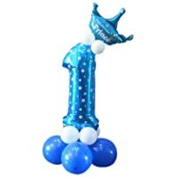 PANDA SUPERSTORE Globos de Columna Fiesta de cumpleaños para niños Globo Decoración de Escenario Número 1 Azul